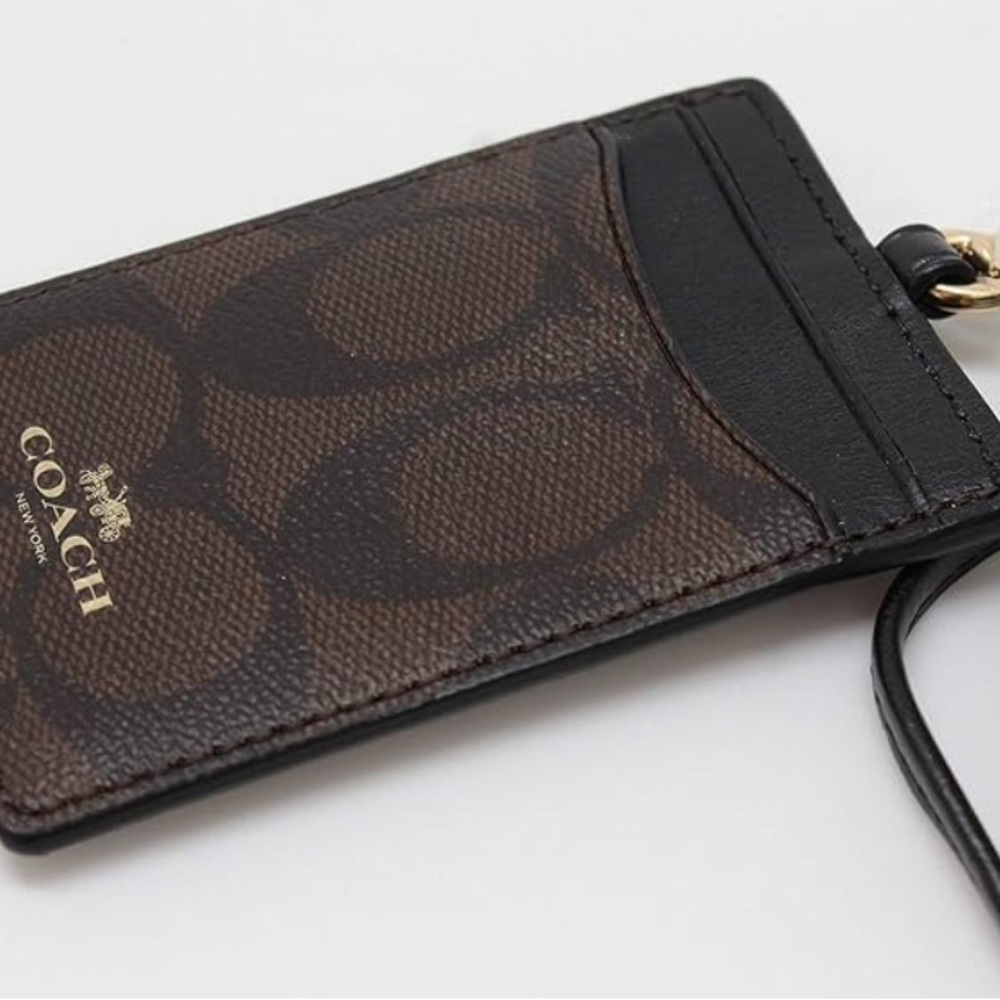 Coach Authentic Signature PVC Lanyard ID Badge Card Holder (Brown/Black) - Picture 8 of 11